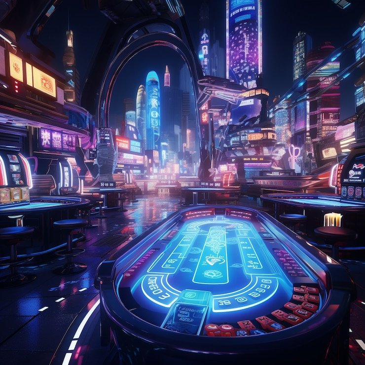 Neon rewards cards beside account and game category interface panels